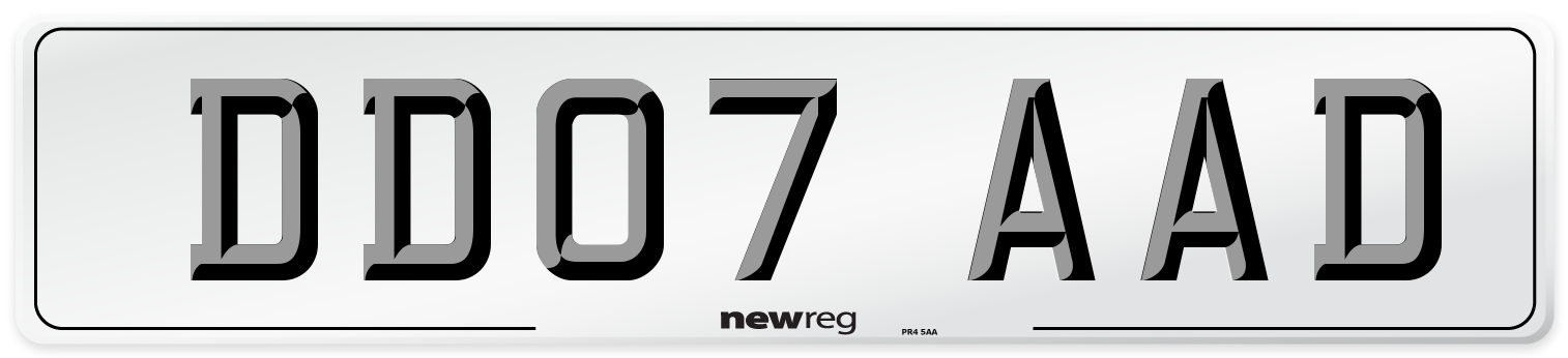DD07 AAD Number Plate from New Reg